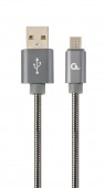 Cablu alimentare si date USB 2.0 la Micro-USB 2.0 gri metalic, 1m