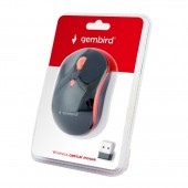 Mouse Optic Wireless Gembird, Negru / Rosu, 1600 dpi