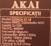 Telecomanda compatibila sistem audio Akai SS042A, Myria MY8032